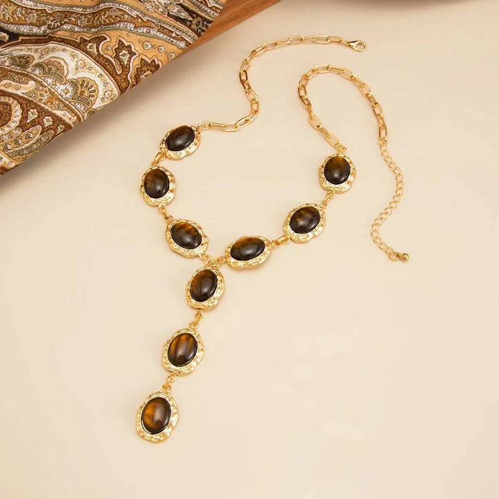 Aveline Tiger Eye Y-Pendant Necklace