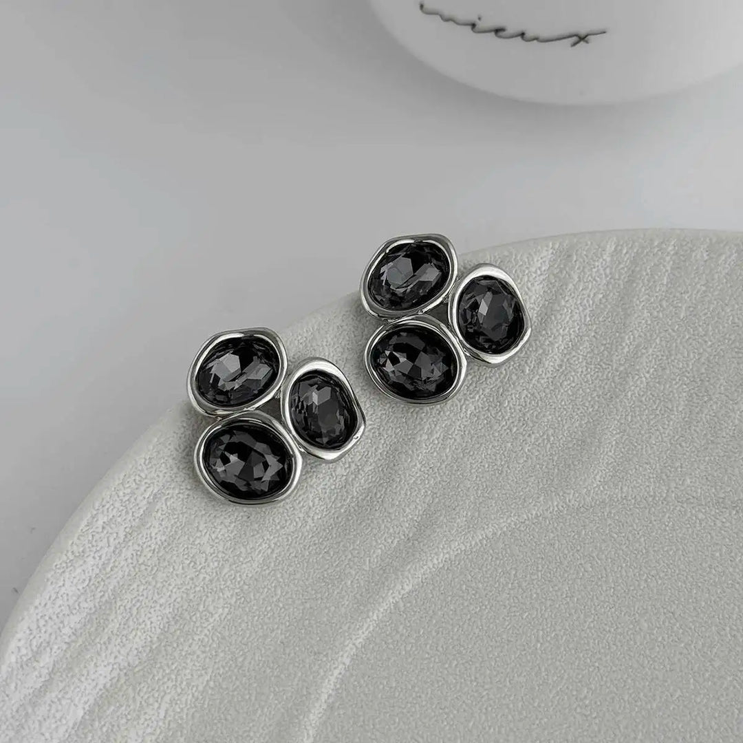 Averra Triple Crystal Stud Earrings