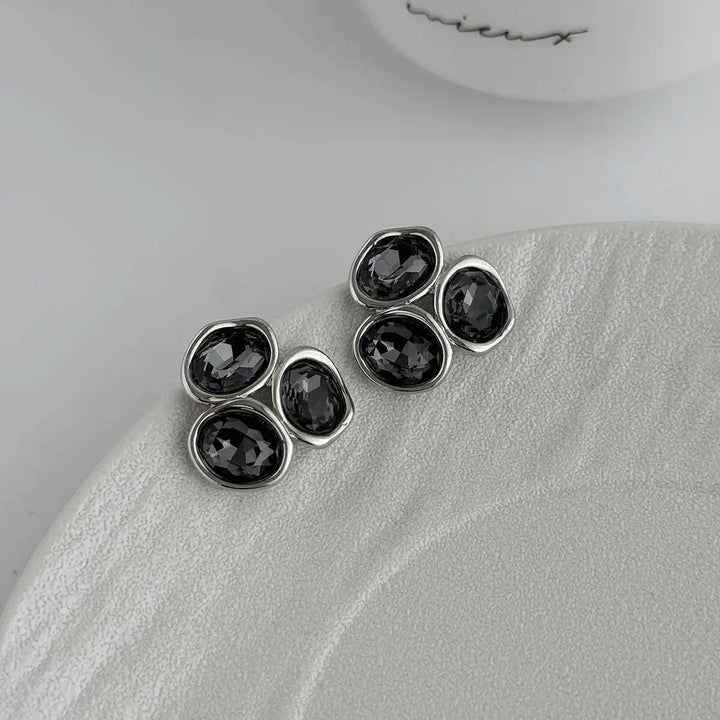 Averra Triple Crystal Stud Earrings