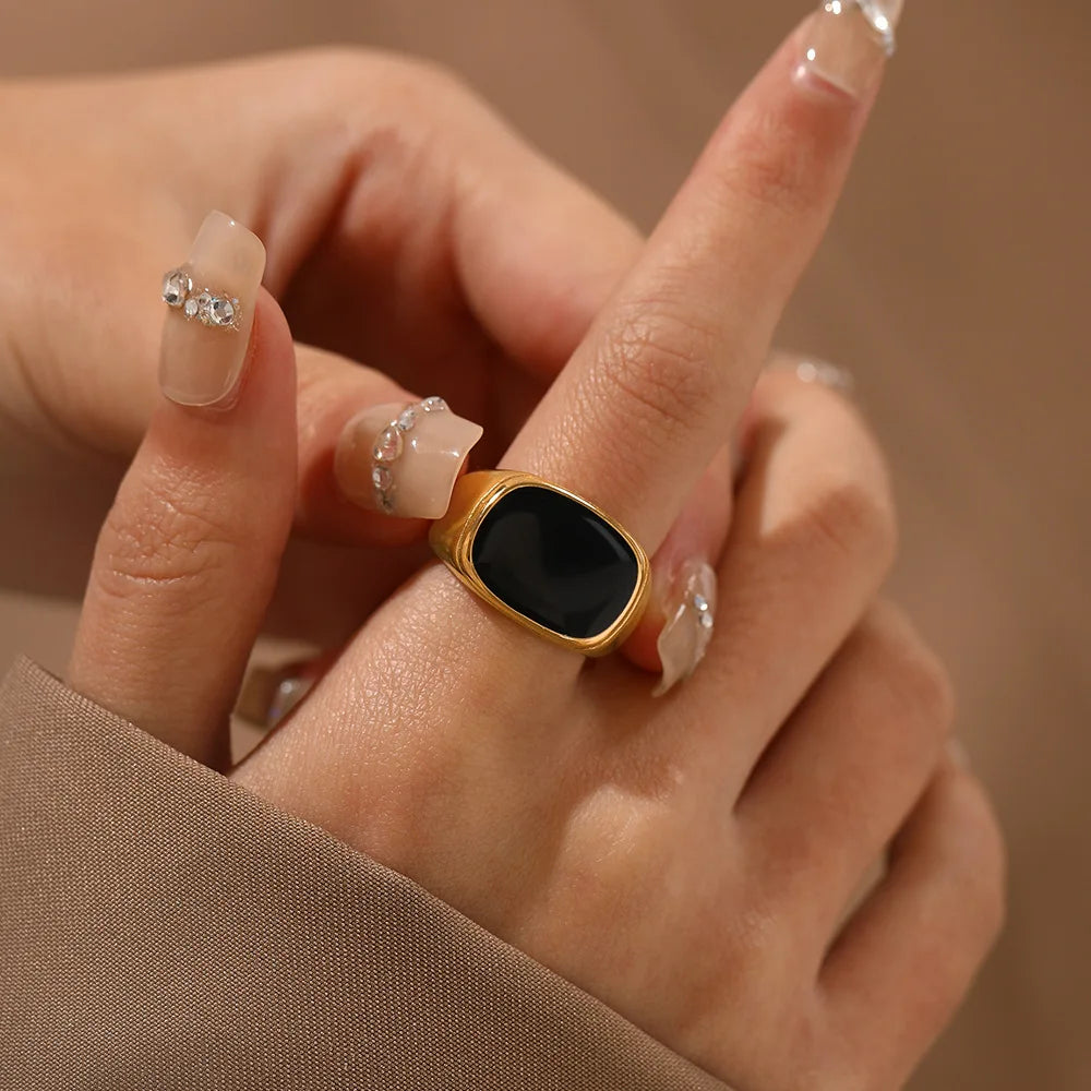 Rhea Square Chunky Geometric Ring