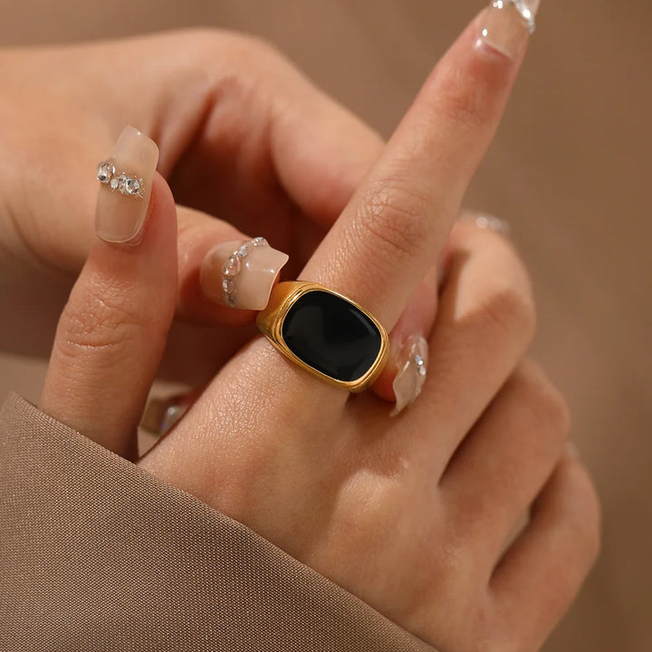 Rhea Square Chunky Geometric Ring