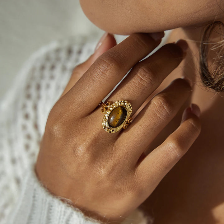 Zerina Tiger Eye Gold Ring