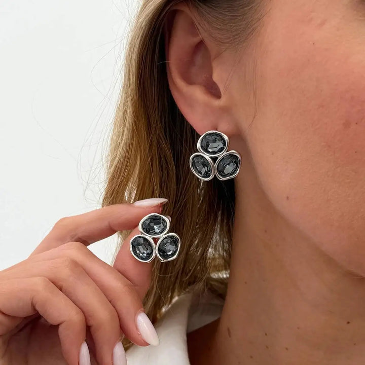 Averra Triple Crystal Stud Earrings