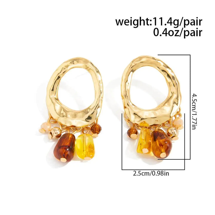 Aurelle Amber Tassel Statement Earrings
