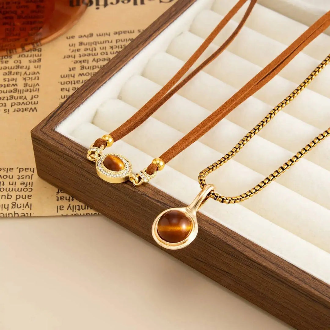 Serena Tiger Eye Double Layer Necklace