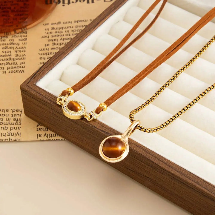 Serena Tiger Eye Double Layer Necklace