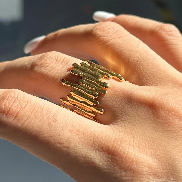 Zayra Textured Gold Stack Ring