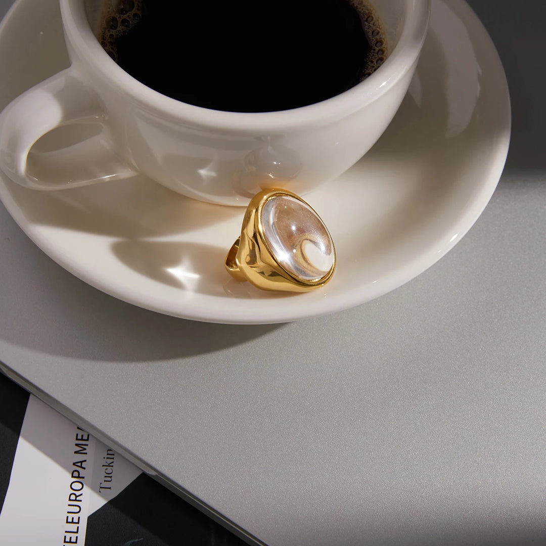Lunara Clear Oval Crystal Ring