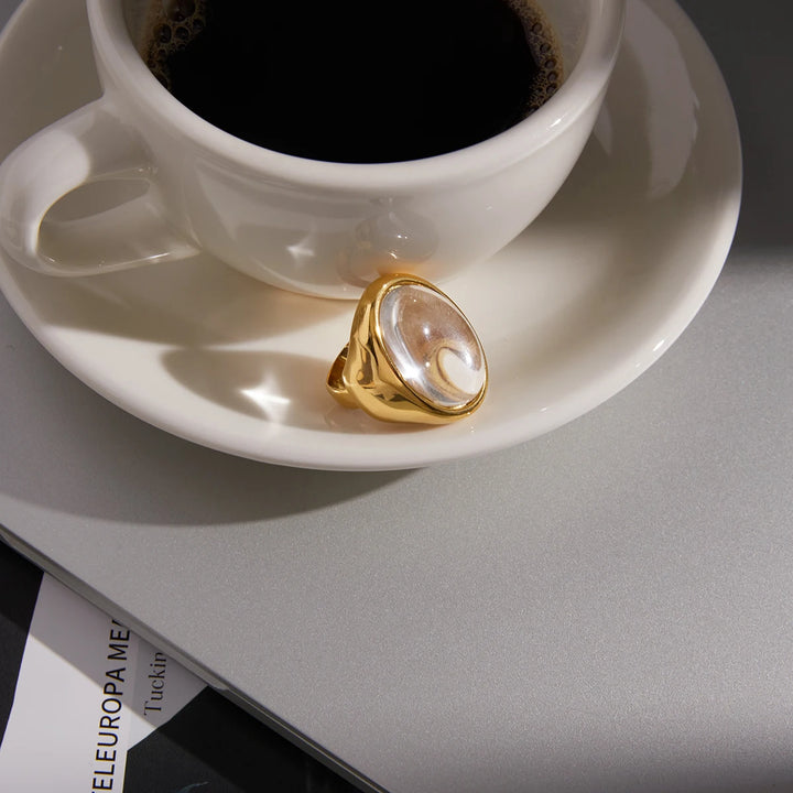 Lunara Clear Oval Crystal Ring