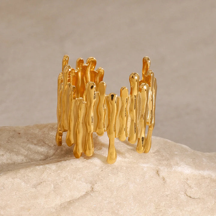 Zayra Textured Gold Stack Ring