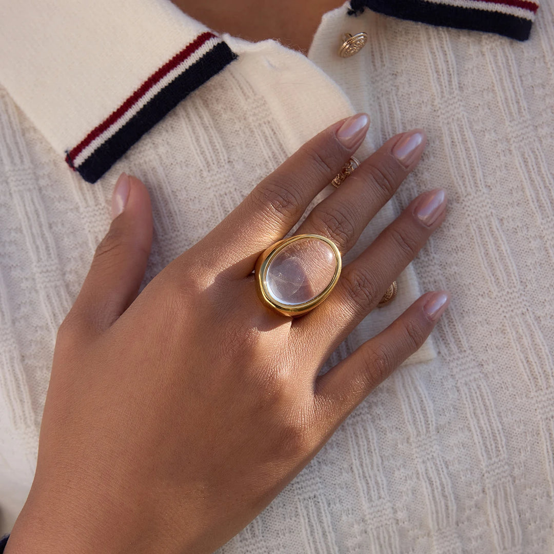 Lunara Clear Oval Crystal Ring