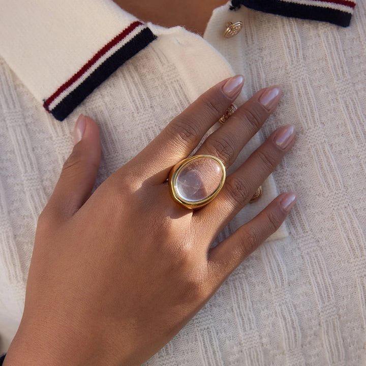 Lunara Clear Oval Crystal Ring
