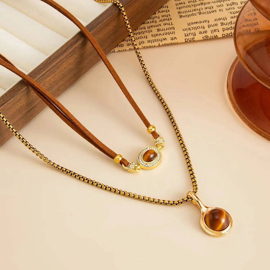 Serena Tiger Eye Double Layer Necklace