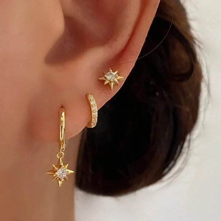 Arias Star Drop Hoop Earrings