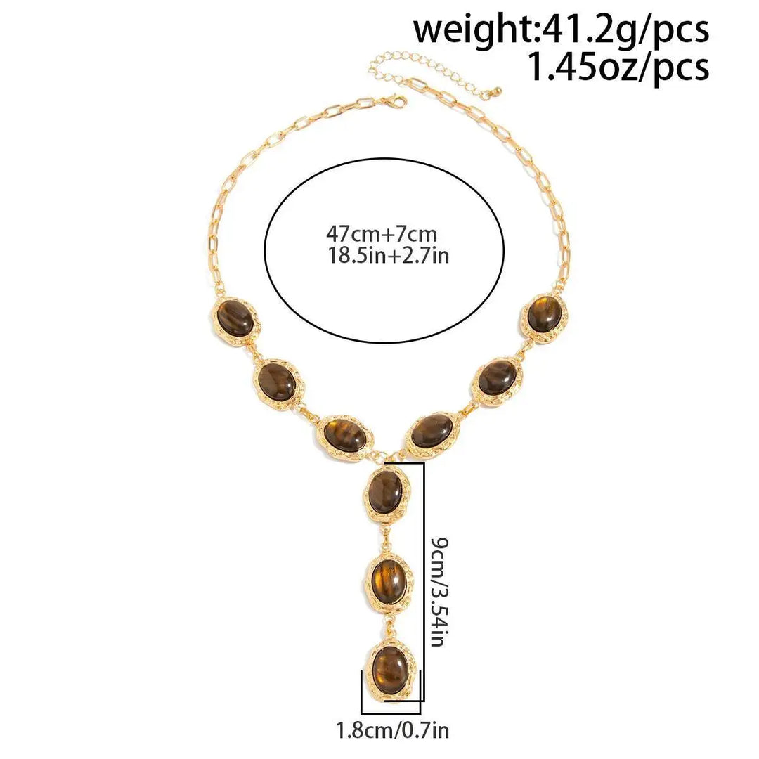 Aveline Tiger Eye Y-Pendant Necklace