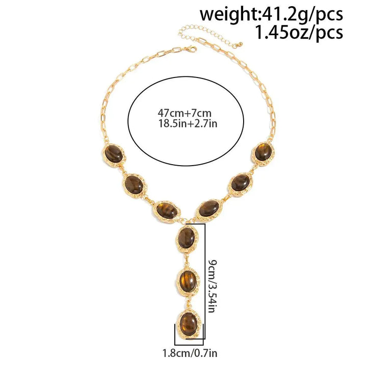 Aveline Tiger Eye Y-Pendant Necklace