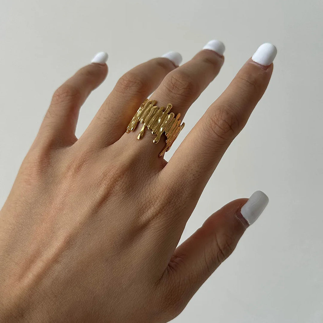 Zayra Textured Gold Stack Ring