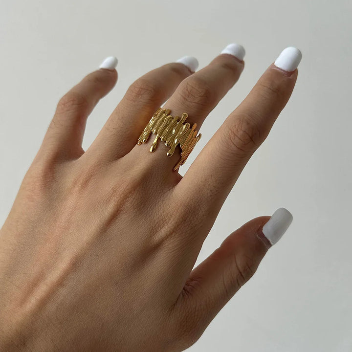 Zayra Textured Gold Stack Ring