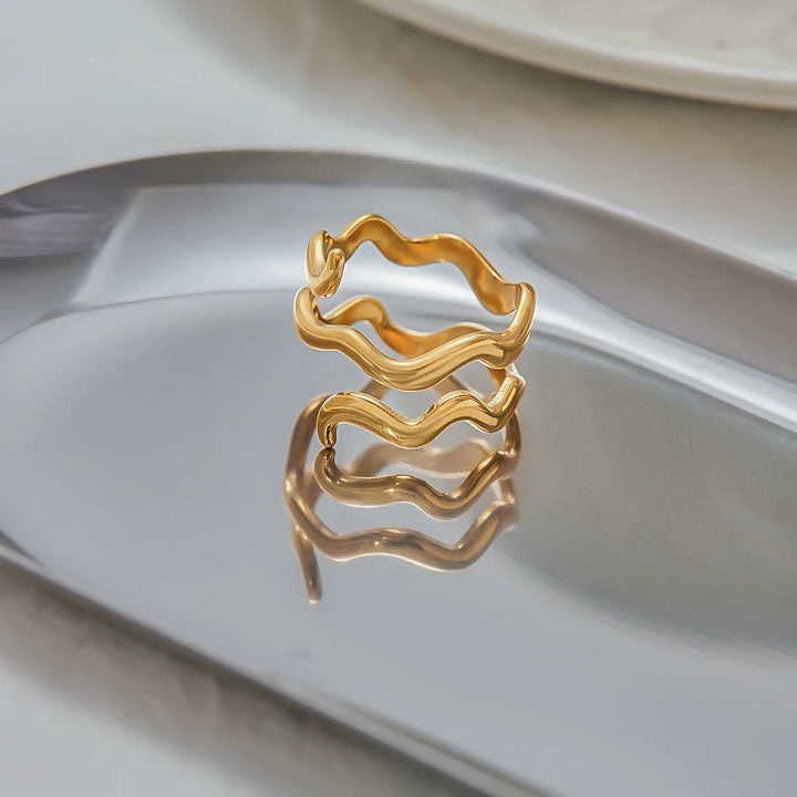 Nerra Wave Gold Open Ring