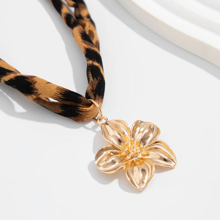 Portia Flower Ribbon Choker Necklace