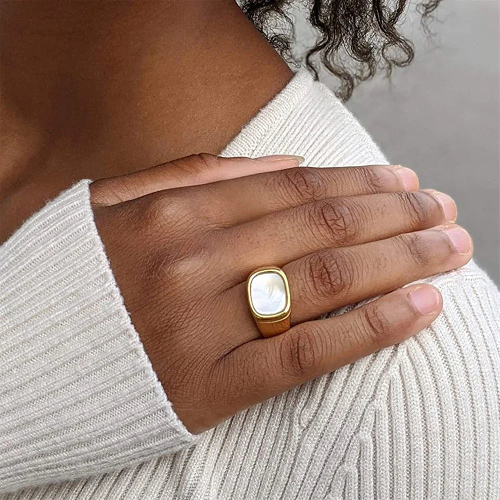 Rhea Square Chunky Geometric Ring