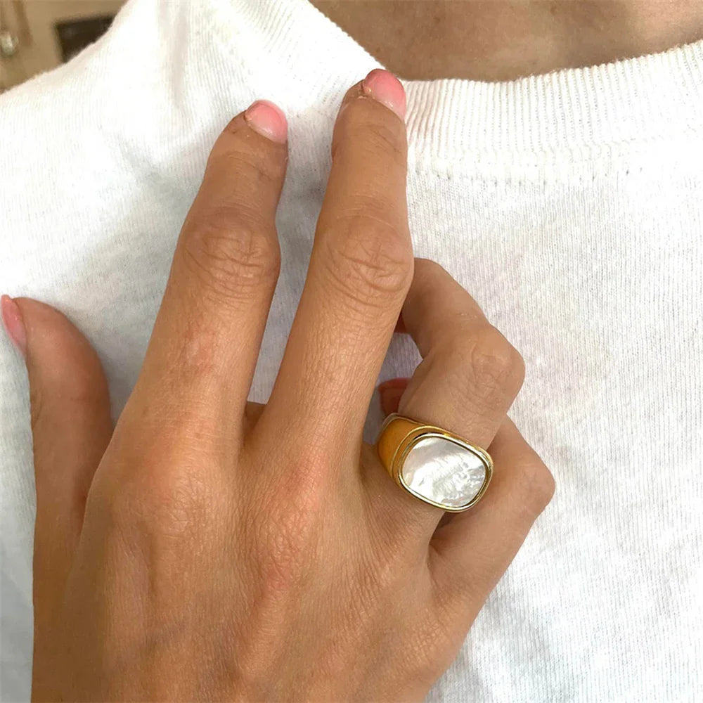 Rhea Square Chunky Geometric Ring