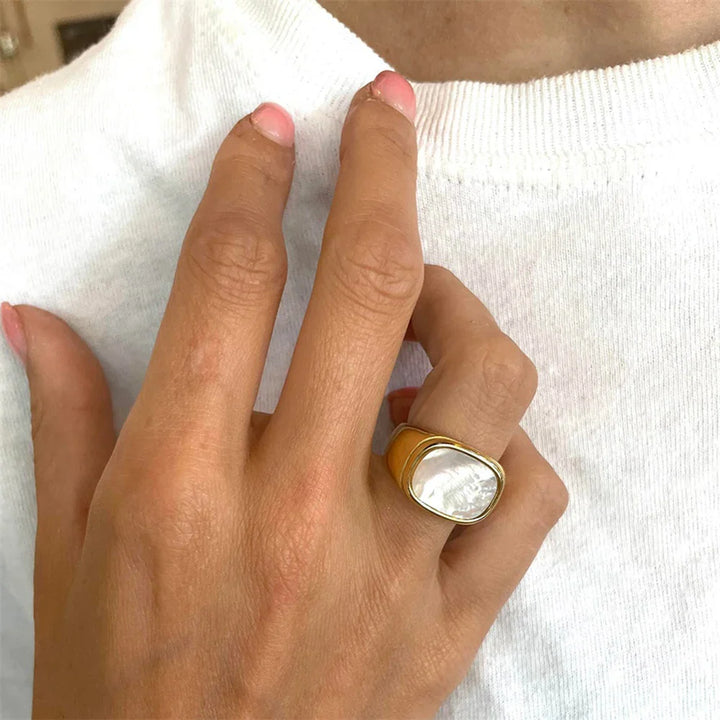 Rhea Square Chunky Geometric Ring
